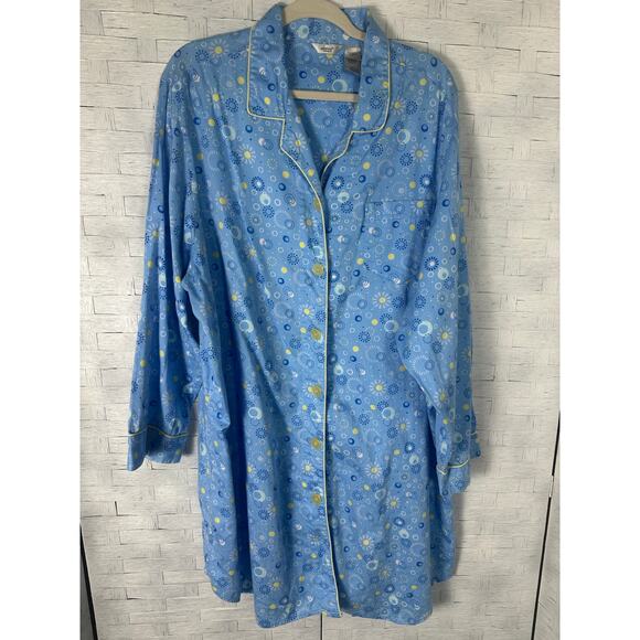 Adonna Other - Adonna women’s sleep shirt button up stars & moons flannel cozycore plus size